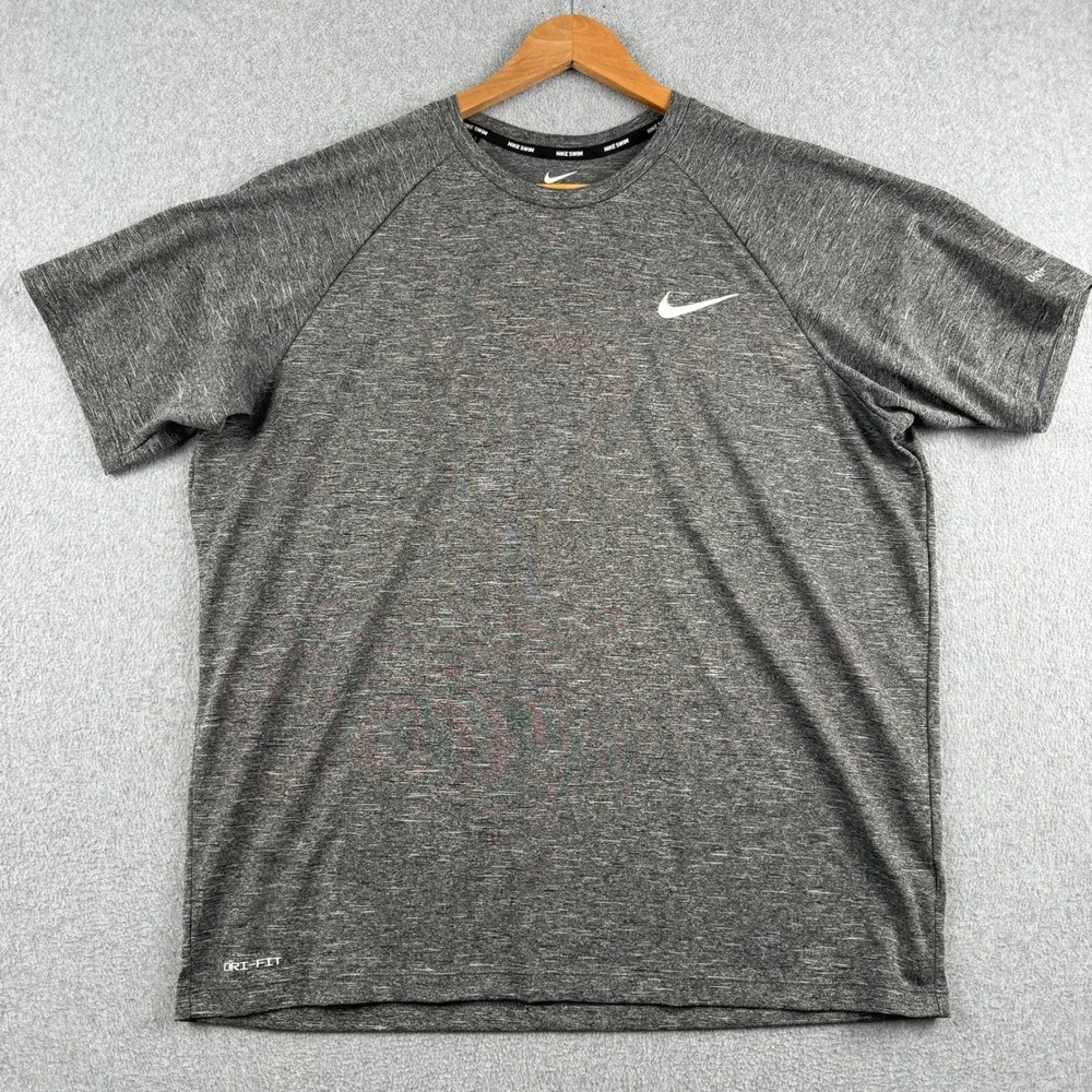 Nike Swim Shirt Mens Large Dri-FIT Heather Grey UPF 40+ Rash Guard Performance